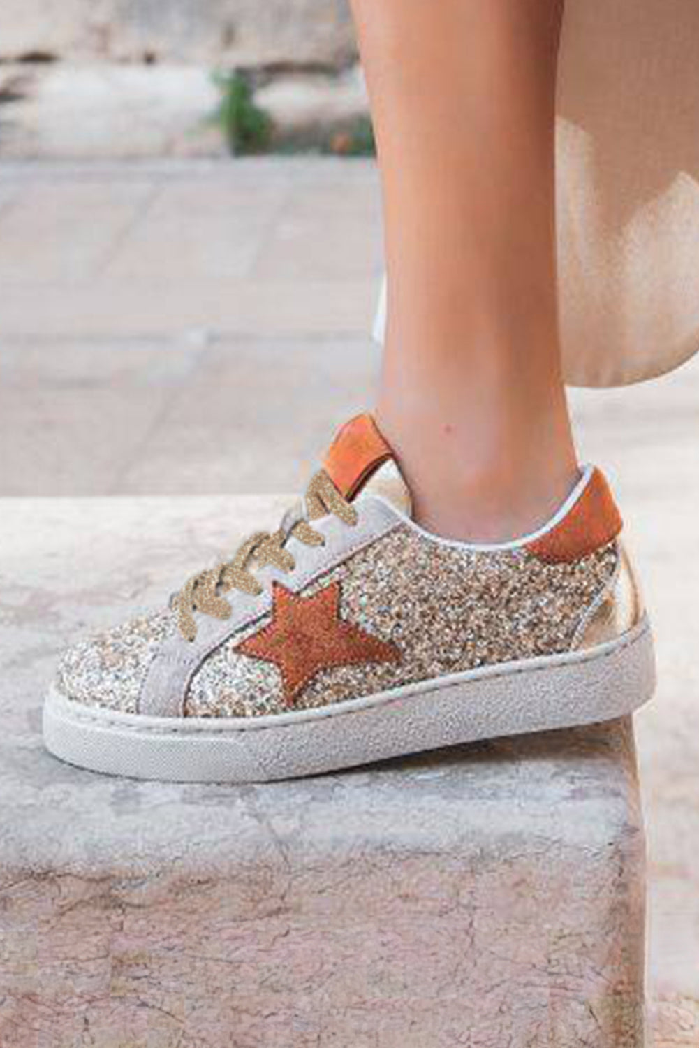 Armani Sequined Lace Up Sneakers-2