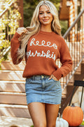Hello Pumpkin Graphic Sweater-0