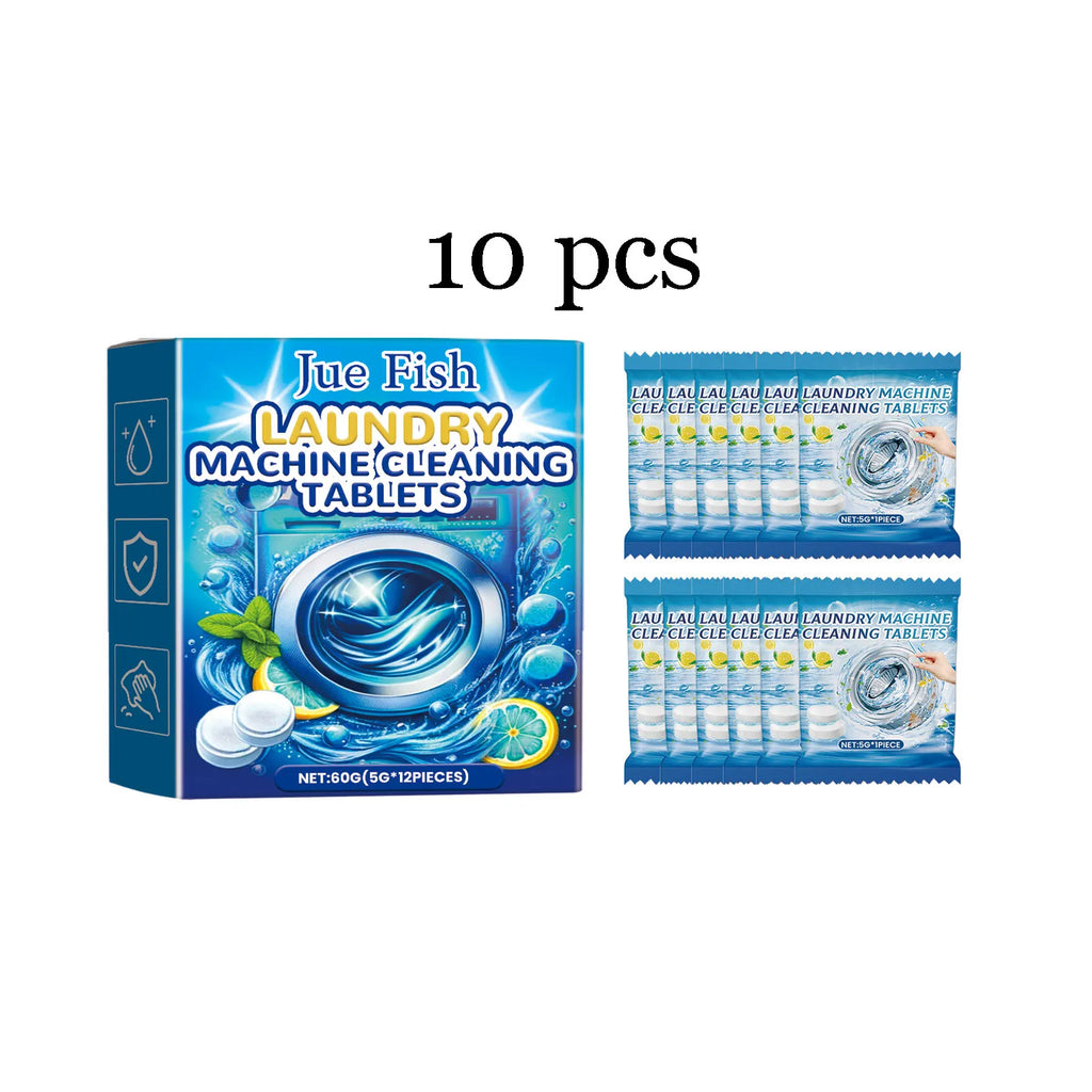 Jue-fish Laundry Machine Effervescent Tablets Descaling Cleaning Tank Stains Powerful Dirt Removal Washing Machine Cleaner Sheet