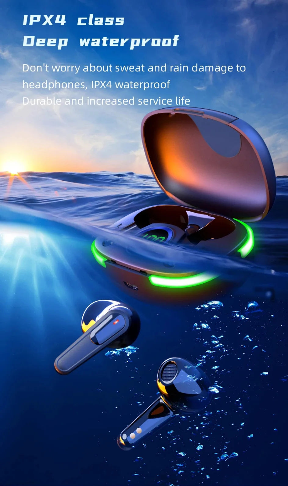 Bluetooth Earbuds Wireless Bluetooth Headset with Mic LED Display Earbuds Wireless Headphones Air Fone Bluetooth Earphones