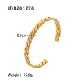 Uworld Simple Statement 18k Gold Color Cuff bracelet Stainless Steel Jewelry Waterproof Opening Cubic Zirconia Bangles For Women