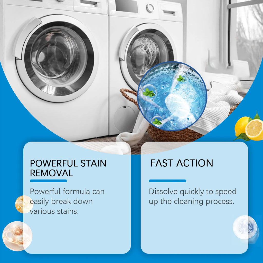 Jue-fish Laundry Machine Effervescent Tablets Descaling Cleaning Tank Stains Powerful Dirt Removal Washing Machine Cleaner Sheet