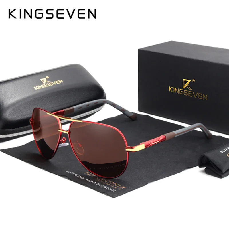 KINGSEVEN Aluminum Magnesium Men's Sunglasses Polarized Men Coating Mirror Glasses oculos Male Eyewear Accessories For Men K725