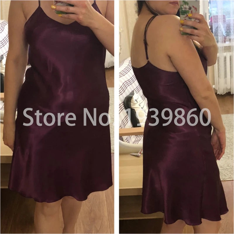 Oversize 3XL 4XL Female Satin Nightgown Lady Sexy Spaghetti Strap Night Dress Women Nighties Sleeveless Sleepwear Nightwear