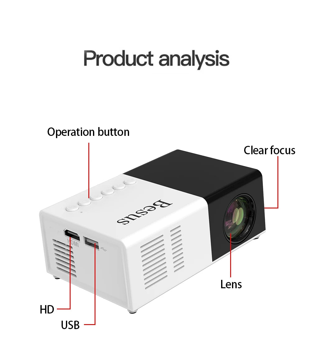 J9-5V Mini Projector Portable and Lightweight Home Theater Projector