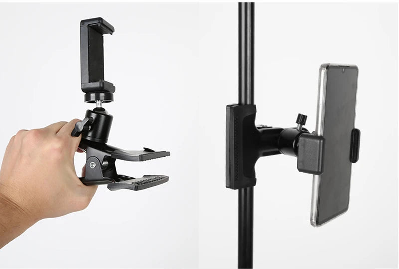 Guitar Head Clip Mobile Phone Holder Live Broadcast Bracket Stand Tripod Clip Head For iPhone 11 X Support Desktop Music Holder