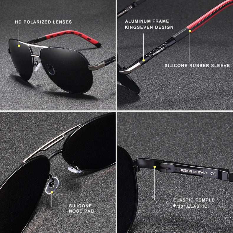 KINGSEVEN Aluminum Magnesium Men's Sunglasses Polarized Men Coating Mirror Glasses oculos Male Eyewear Accessories For Men K725