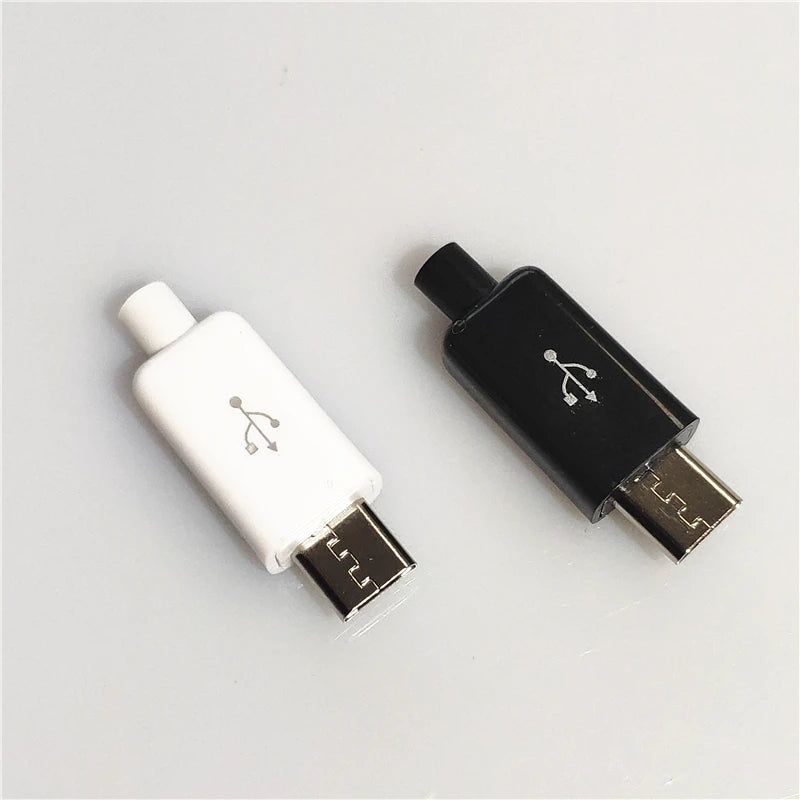 10 Sets Micro USB 4Pin 5Pin Male Connectors Plug Black White welding Data OTG Line Interface DIY Data cable Accessories