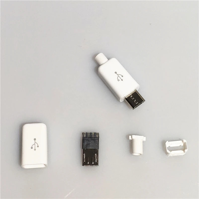10 Sets Micro USB 4Pin 5Pin Male Connectors Plug Black White welding Data OTG Line Interface DIY Data cable Accessories