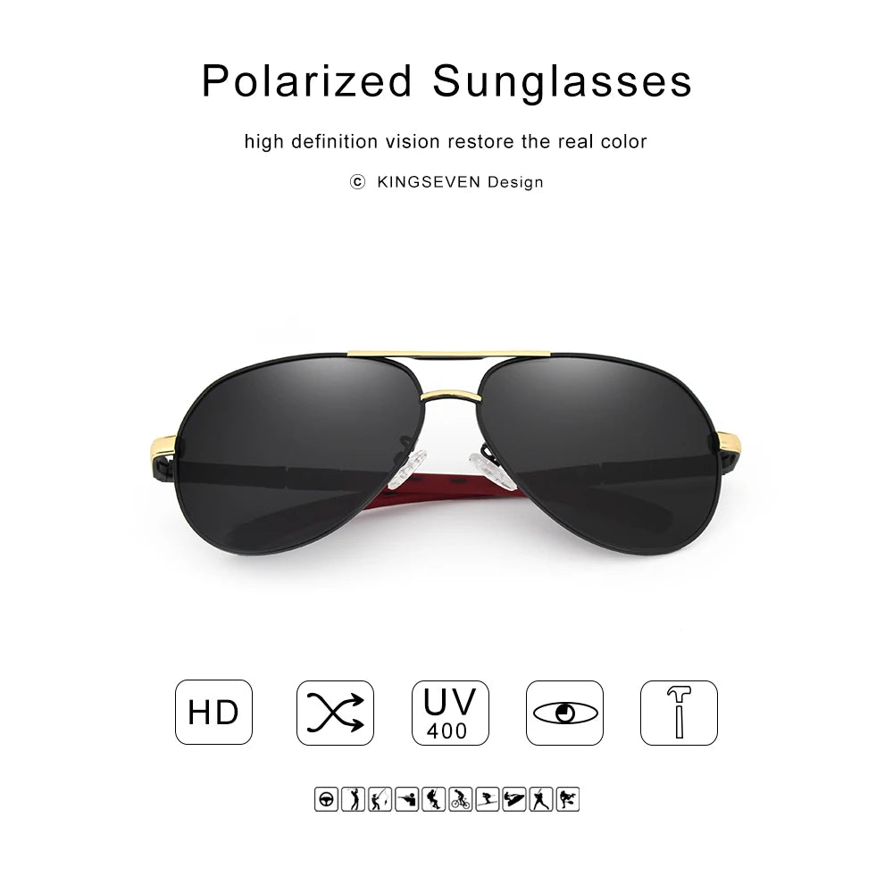 KINGSEVEN Aluminum Magnesium Men's Sunglasses Polarized Men Coating Mirror Glasses oculos Male Eyewear Accessories For Men K725
