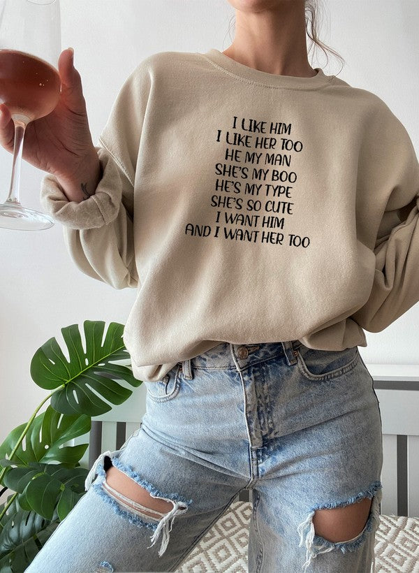 I Like Him Plants Sweat Shirt-1