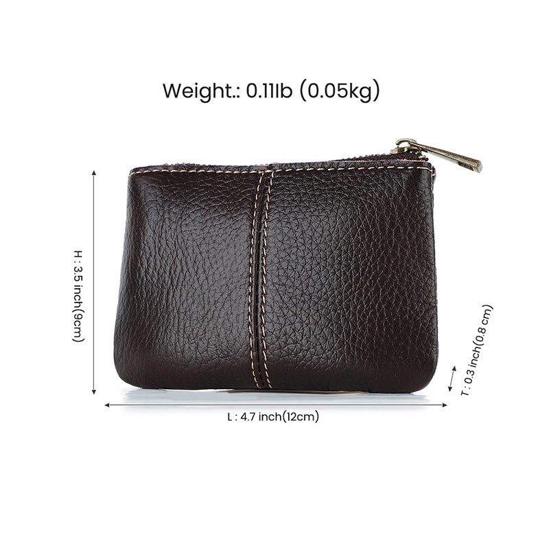 Cross-Border Crazy Horse Leather Short Coin Purse Card Holder, Lightweight Portable Coin Storage Bag, Small Wallet, Genuine Leather Vintage Bag