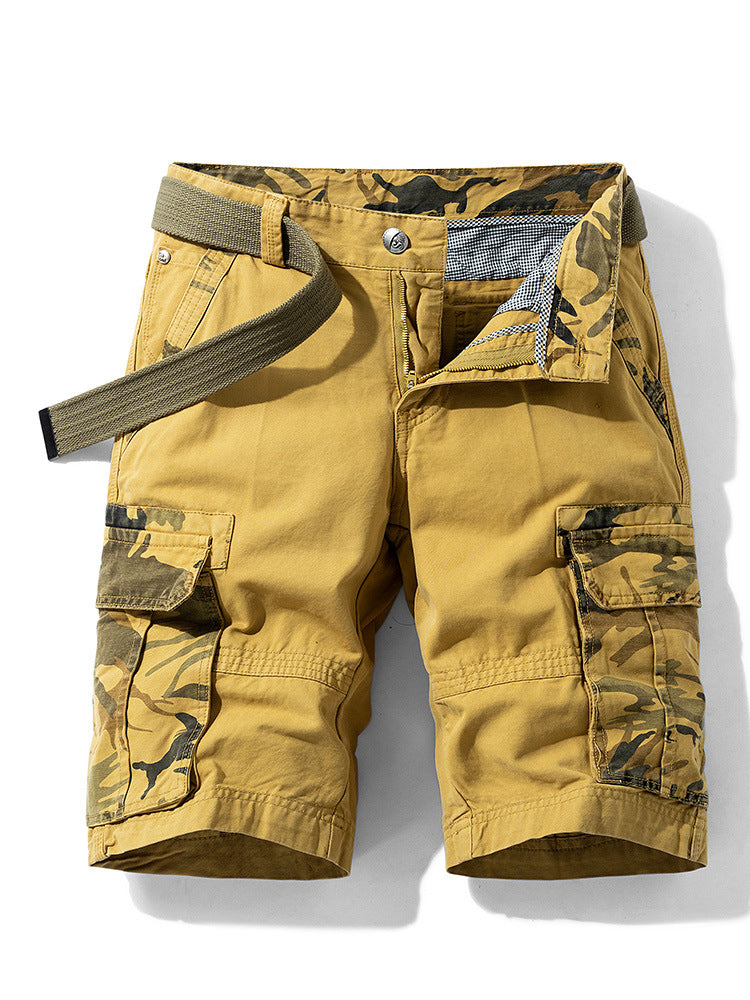 Camouflage Pants Men's Cargo Pants Loose Fit Summer Washed Cargo Shorts Cross-Border Exclusive B2021