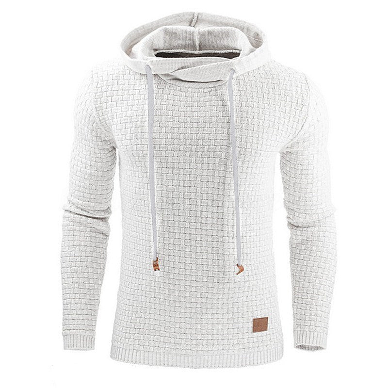 2018 autumn and winter new European and American men's jacquard sweater long sleeve hoodie warm color hooded sweatshirt jacket