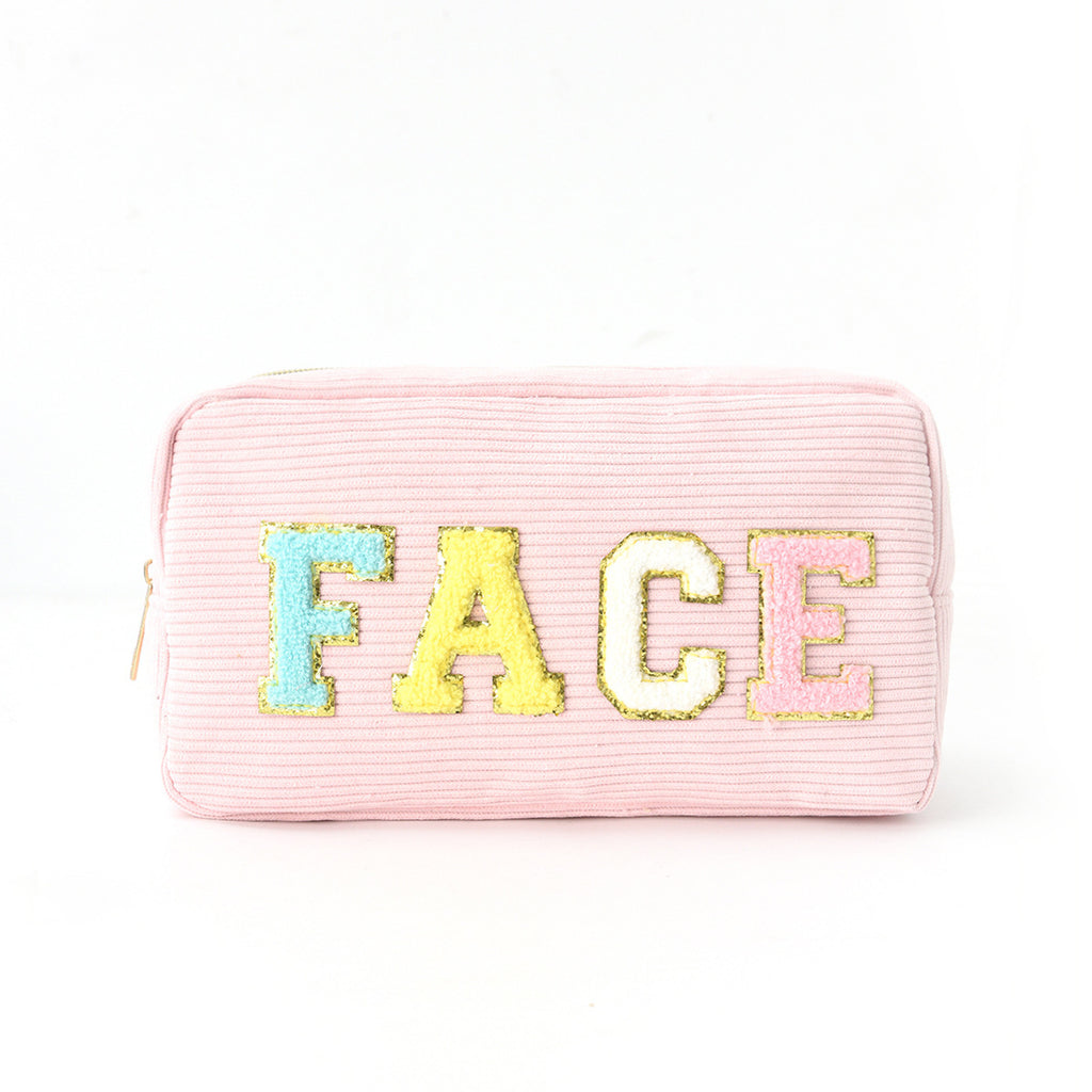 Amazon Corduroy Cosmetic Bag Cross Border Letter Embroidery Storage Bag Portable Toiletry Bag Large Capacity Cosmetic Bag