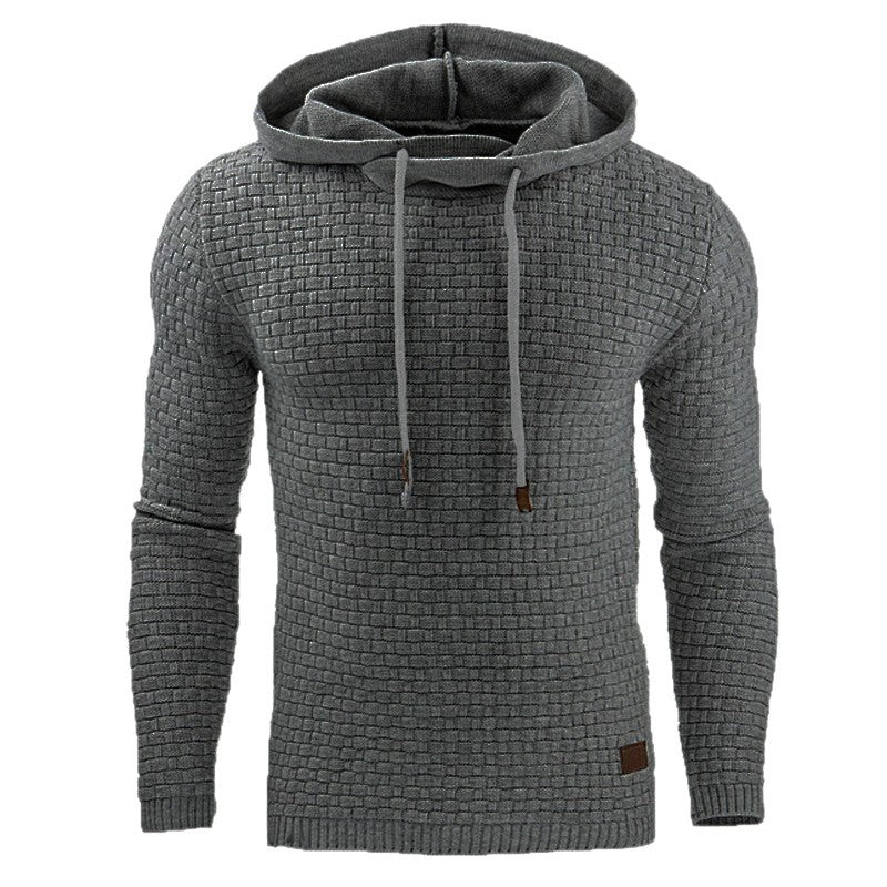 2018 autumn and winter new European and American men's jacquard sweater long sleeve hoodie warm color hooded sweatshirt jacket