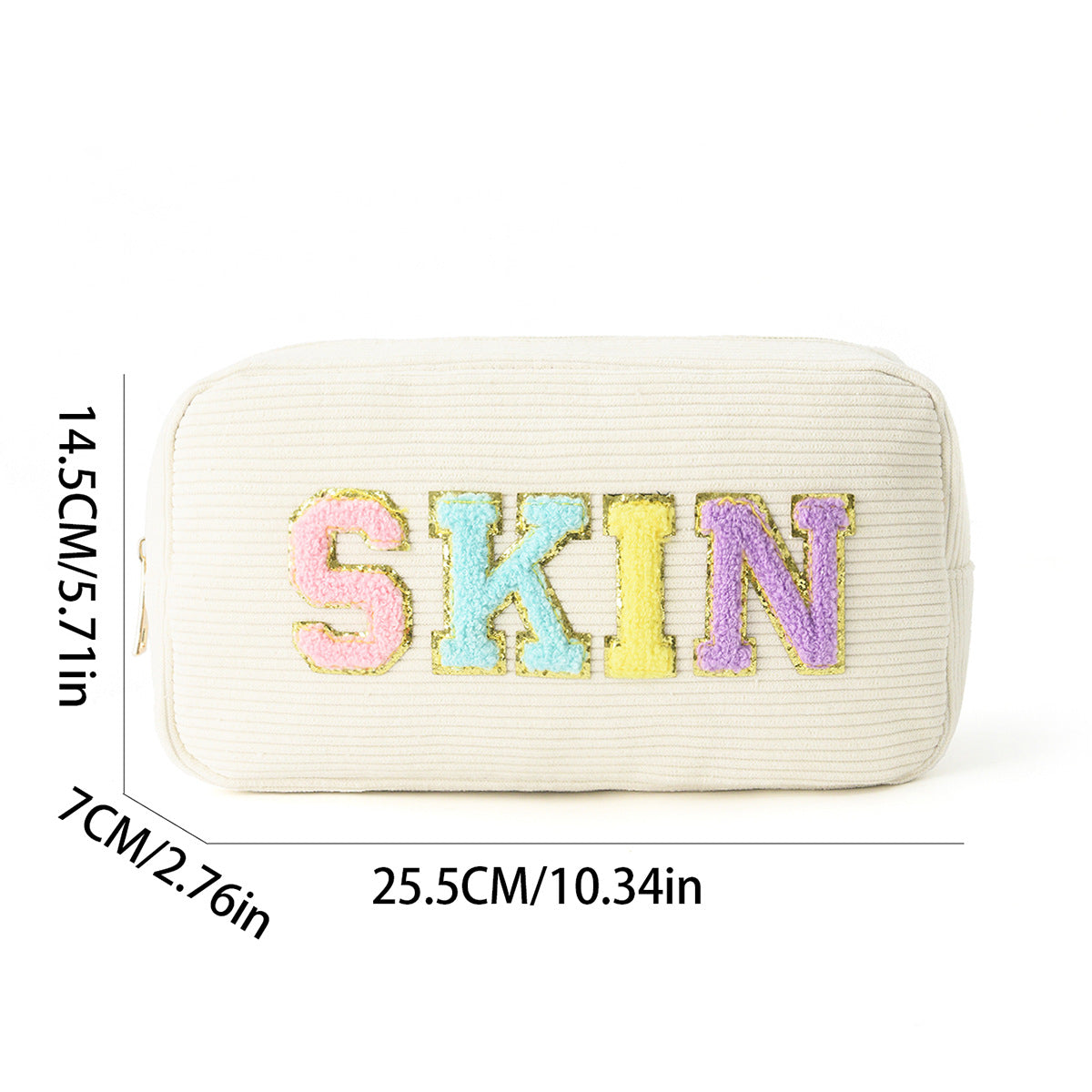 Amazon Corduroy Cosmetic Bag Cross Border Letter Embroidery Storage Bag Portable Toiletry Bag Large Capacity Cosmetic Bag