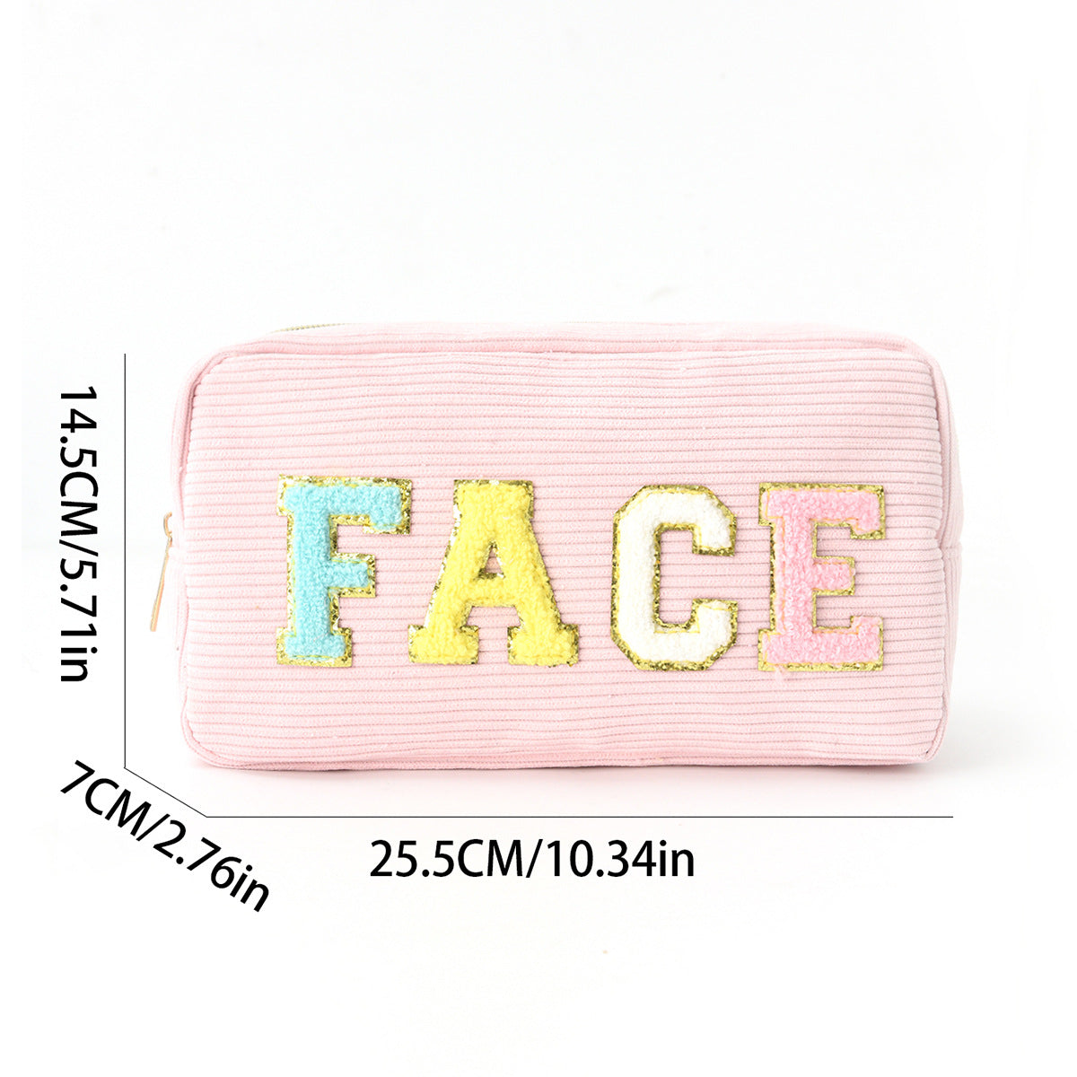 Amazon Corduroy Cosmetic Bag Cross Border Letter Embroidery Storage Bag Portable Toiletry Bag Large Capacity Cosmetic Bag