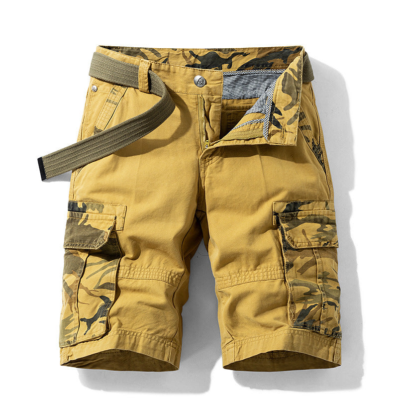 Camouflage Pants Men's Cargo Pants Loose Fit Summer Washed Cargo Shorts Cross-Border Exclusive B2021