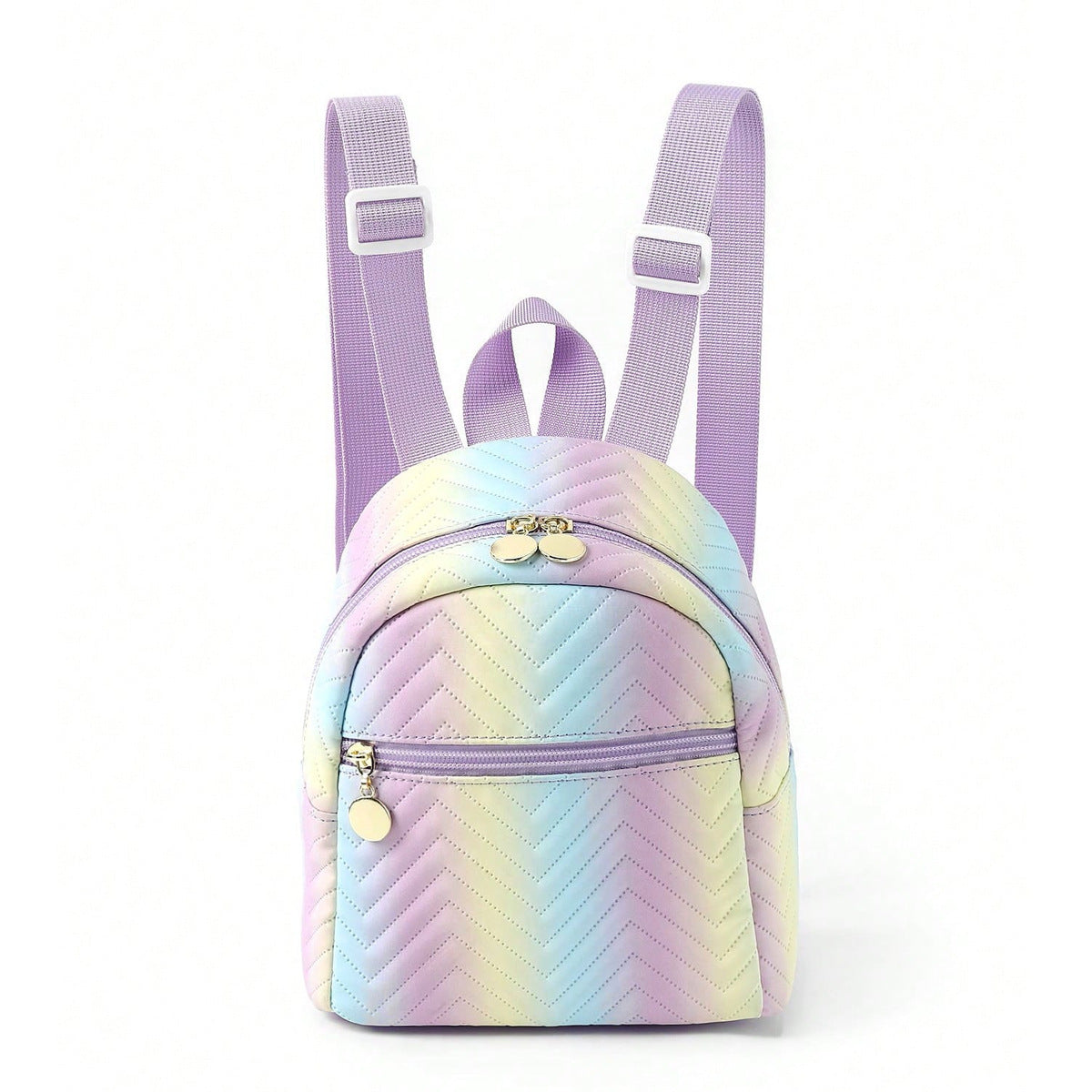 Foreign Trade Cross-border Hot-selling Backpack Women's Rainbow Multicolor PU Quilted Mini Backpack Fashion Casual High-end Sense Schoolbag