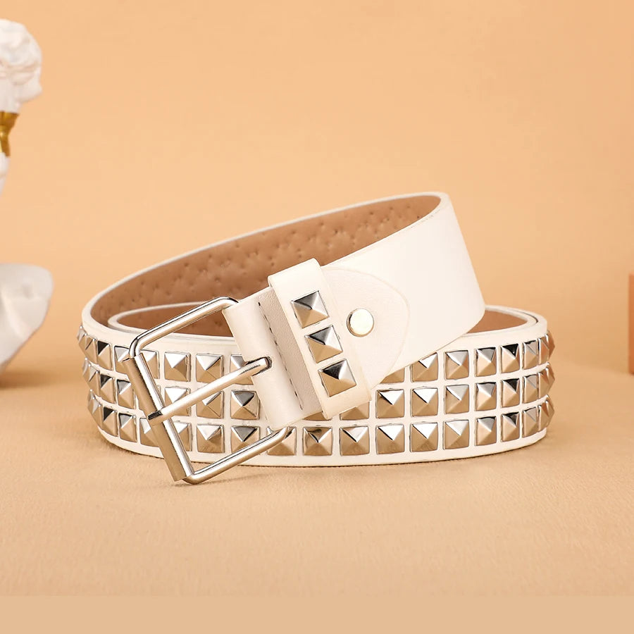 Trend Rivet Belt Heavy Metal Belt Men Women Punk Nightclub Rock Style Belt Jeans Belt Y2K Belt Fashion Decoration Women' Belt