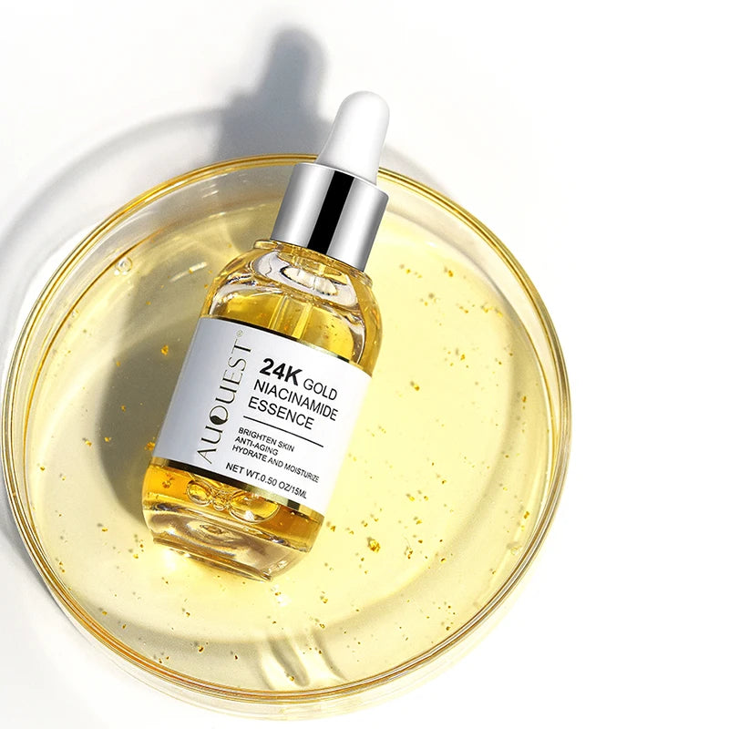 24k Gold Niacinamide Face Serum Whitening Moisturizing Dark Spot Removal Hyaluronic Acid Rejuvenation Facial Serum Skin Care