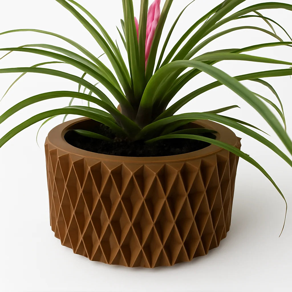 3D Printed Flower Pot Line Texture Rhombus Square Decorative Home Decor Biodegradable maceta