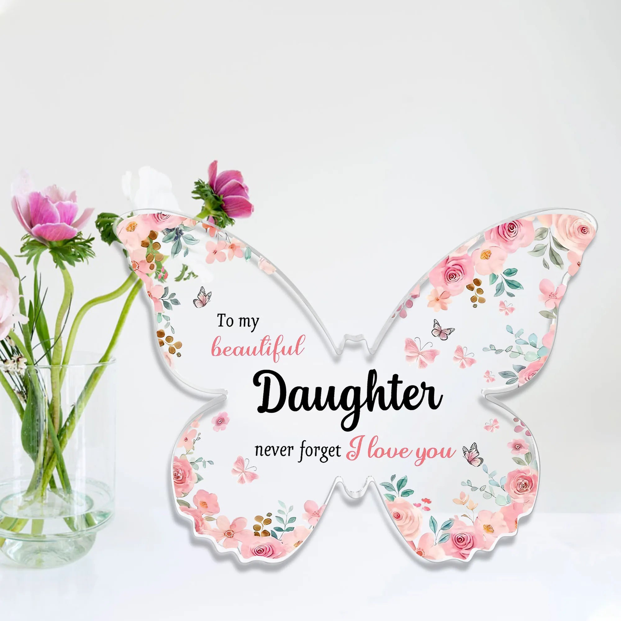 Charming Butterfly Acrylic Ornament - Perfect Gift for Daughters from Mom Dad, 'Don't Forget I Love You' Keepsake,