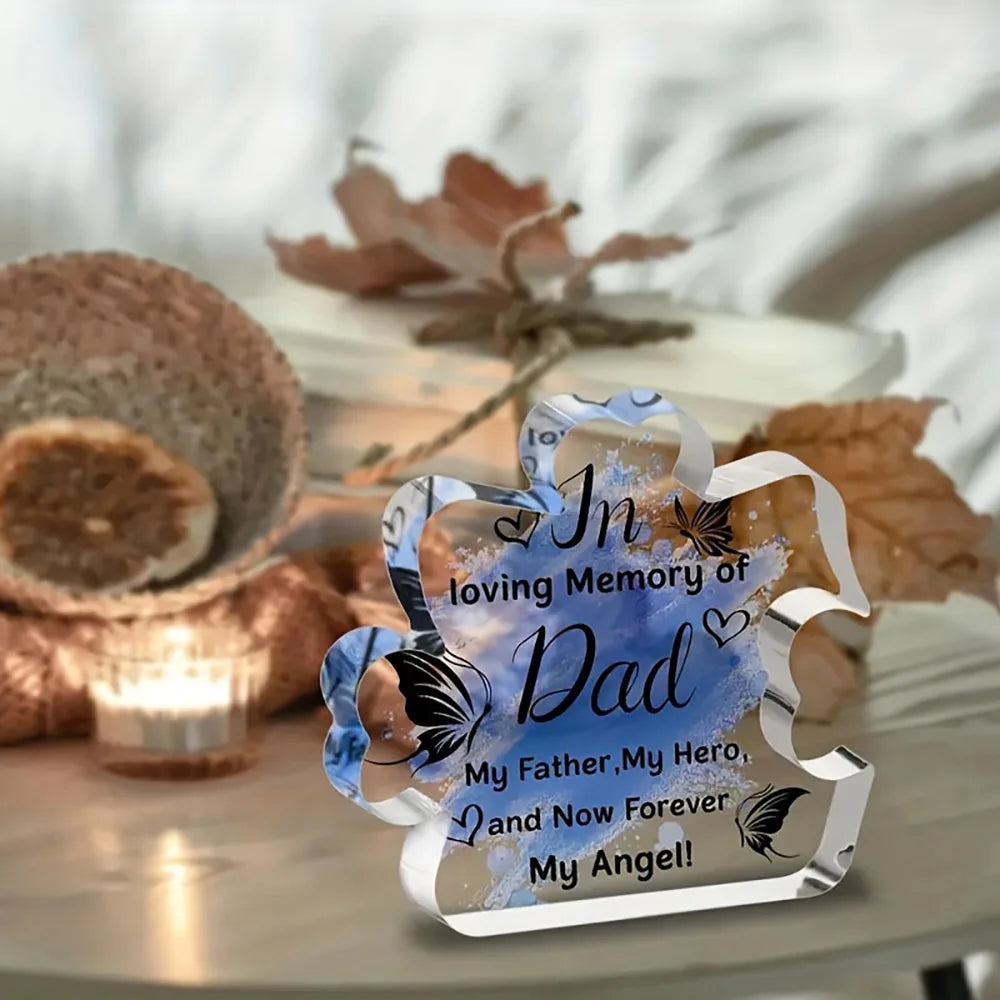 Memorial Acrylic Plaque Decoration for Dad - 'In Loving Memory of Dad' Tribute - Versatile Acrylic Table Decor for Anniversary,