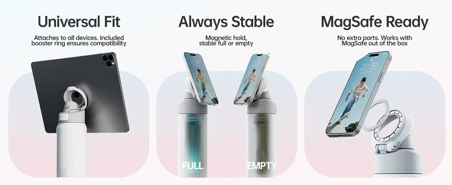 Fjbottle Magnetic Thermos Stainless Steel Sports Water Bottle with Magnetic Phone Holder Bouncing cover Insulation Cup