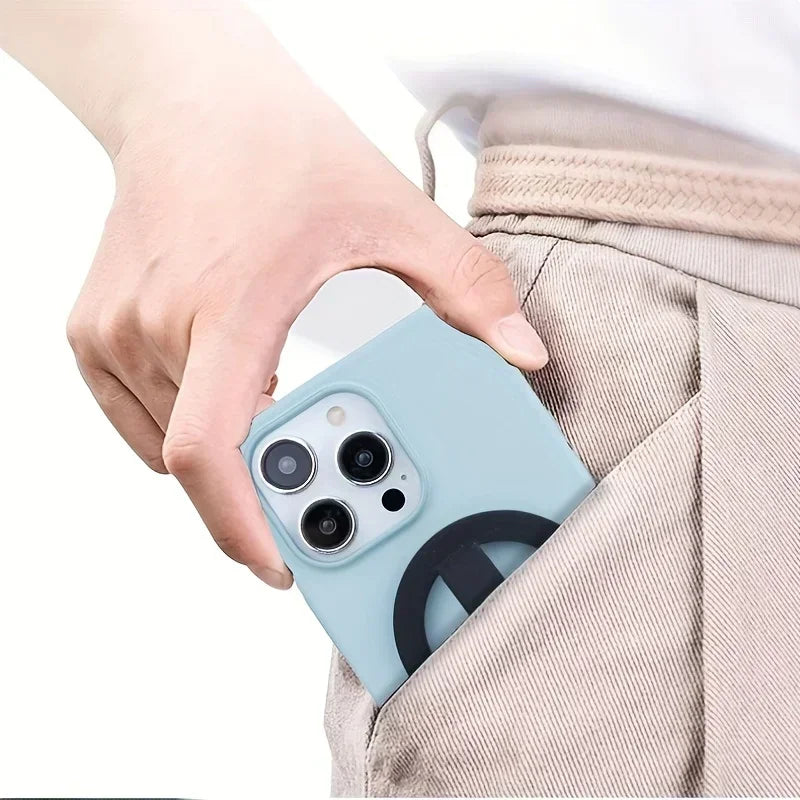 Strong Magnetic Liquid Silicone Comfortable Circular Grip Phone Holder For MagSafe Ring Shape Phone Accessories For iPhone 16