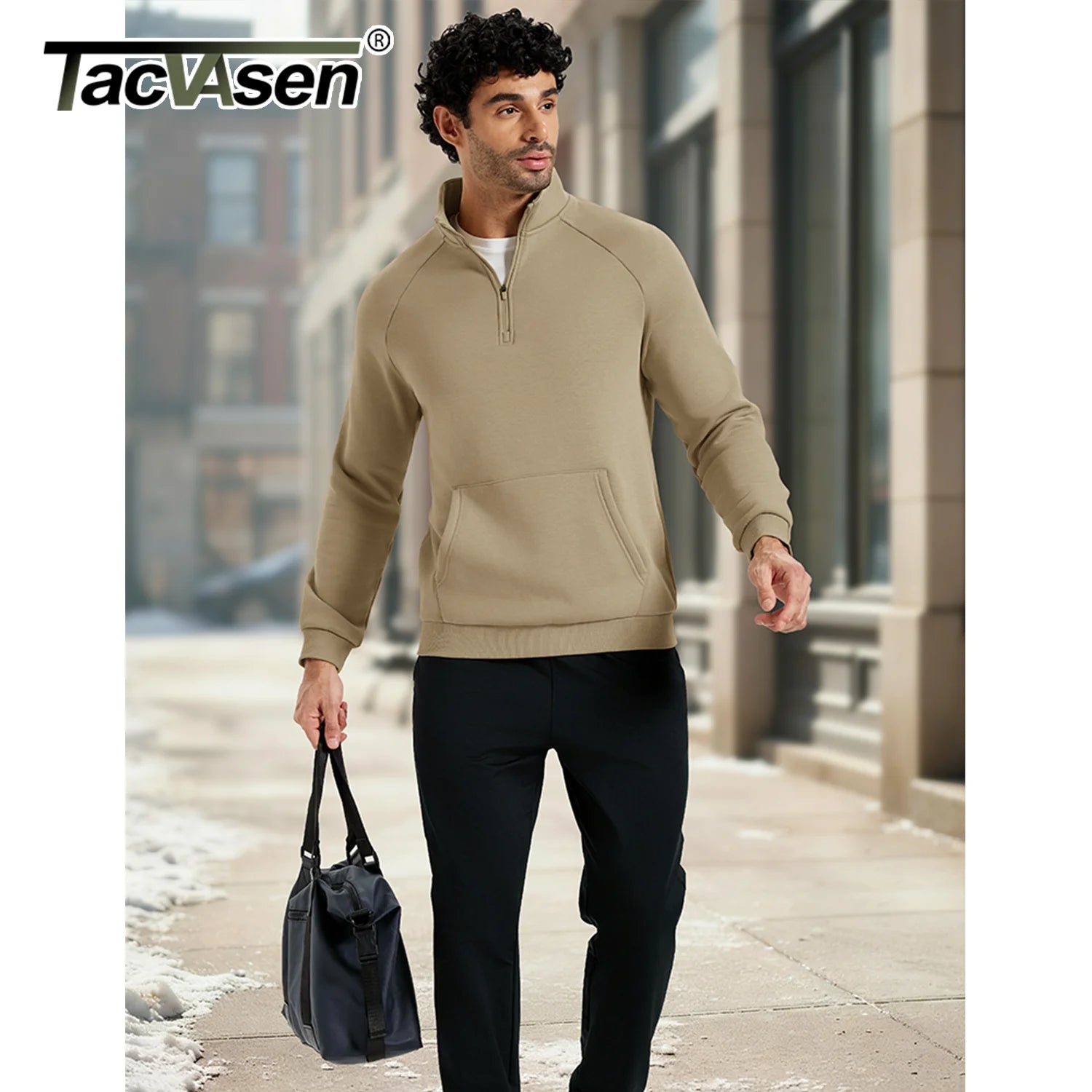 TACVASEN Mens Quarter Zip Pullover Antumn Winter Athletic Warm Sweatshirt Casual 1/4 Zip Fleece Lined Sweater With Pockets Tops