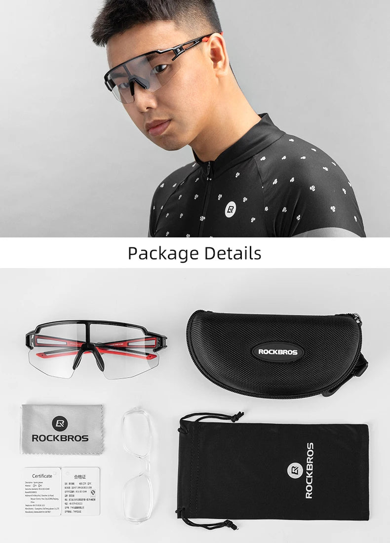 ROCKBROS Bicycle Glasses Photochromic Bike Glasses UV400 Protection Eyewear Polarized Sunglasses MTB Road Cycling Goggles