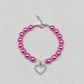 New Cute Pet Pearl Necklace with Heart-shaped Rhinestone Pendant Adjustable Cat Dog Collar Jewelry For Small Pets 8 Colors