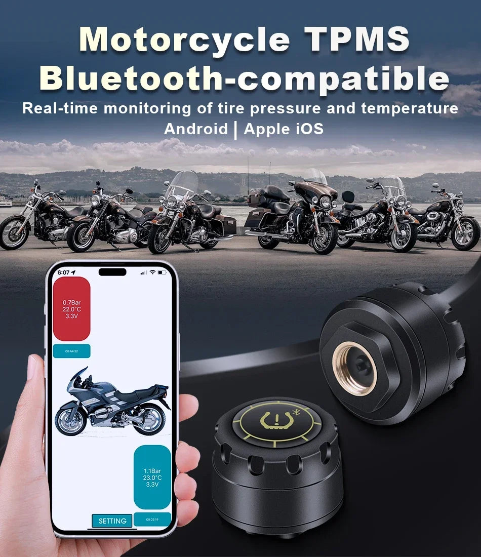 Car TPMS Wireless Bluetooth 5.0 Tire Pressure Monitoring System Mobile Phone Display Tyre Sensors Motorcycle For Android IOS