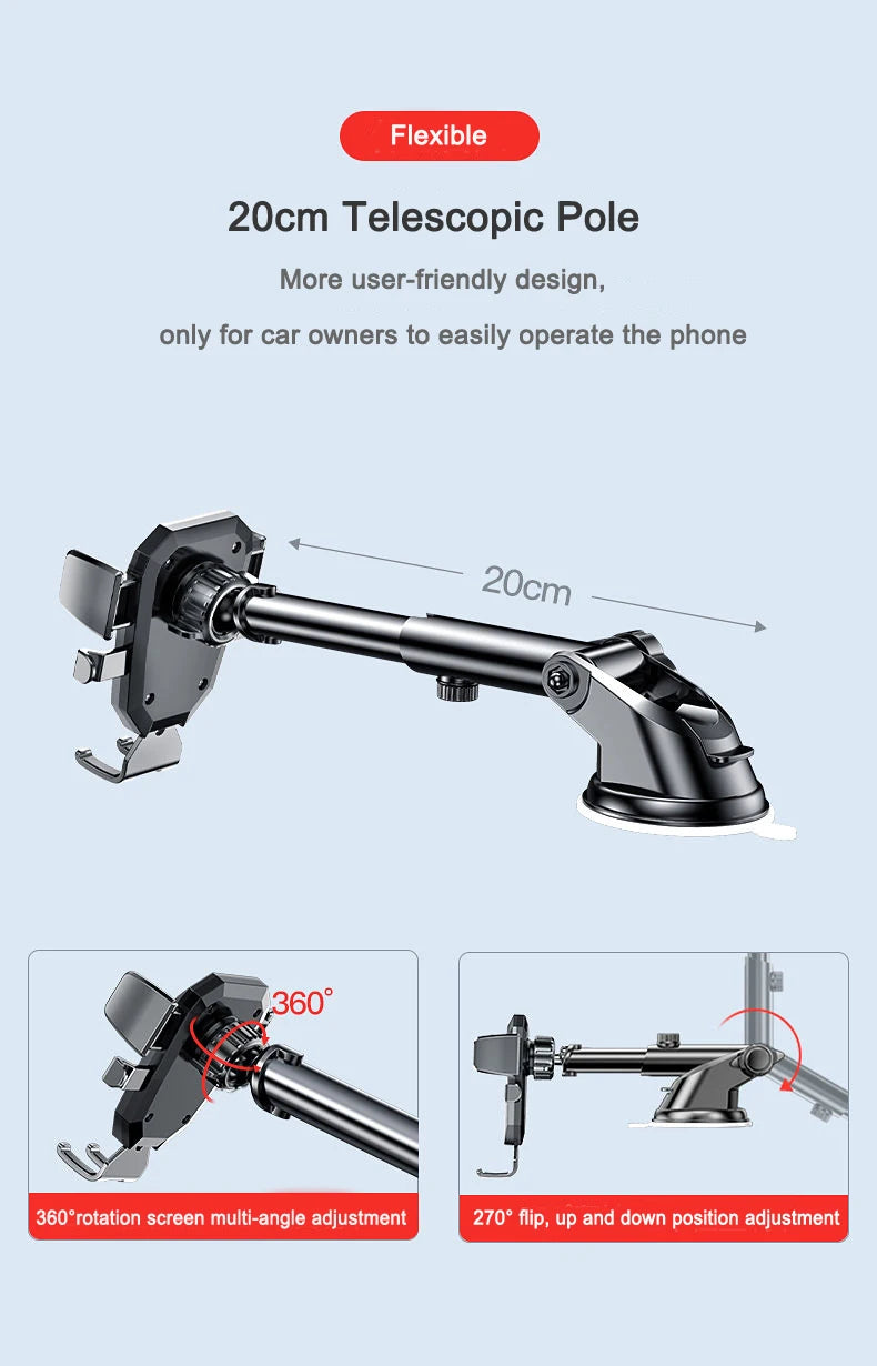 Sucker Car Phone Holder Car Air Vent Clip Mount Stand GPS Telefon Mobile Cell Support for iPhone 14 Promax Xiaomi Huawei Samsung