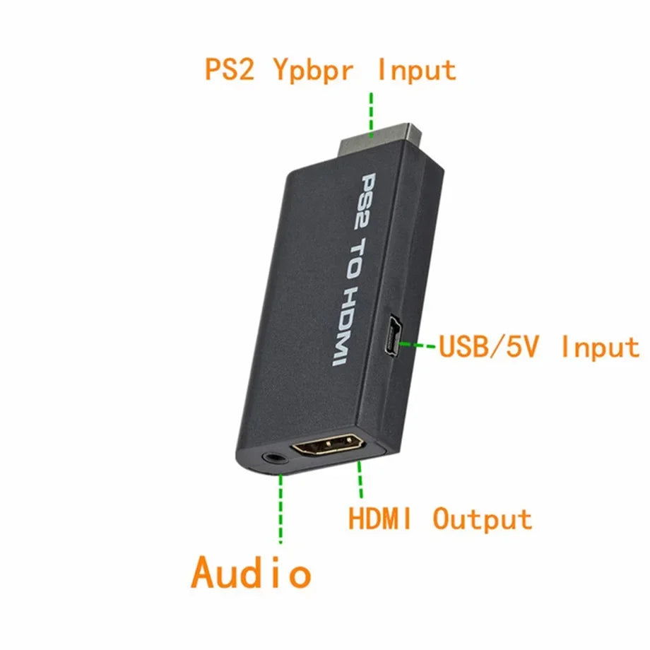 PzzPss PS2 to HDMI-compatibale Audio Video Converter 480i/480p/576i With 3.5Mm Audio Output Supports All PS2 to HD Display Modes