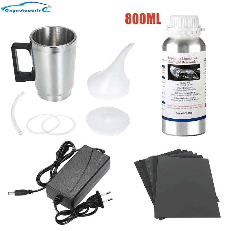 Car Headlight Chemical Polishing Kit 800ML Headlights Liquid Polymer Repair Fluid Scratch Remover Car Headlight Restoration Kit