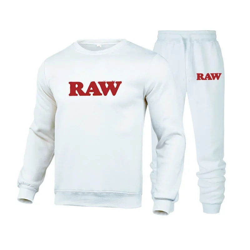 Cotton Tracksuit Men RAW Pants Sets Man Sweatshirt Sweatpants 2 piece Mens Set Sport Suit Cotton Sweatsuits jogging Male set