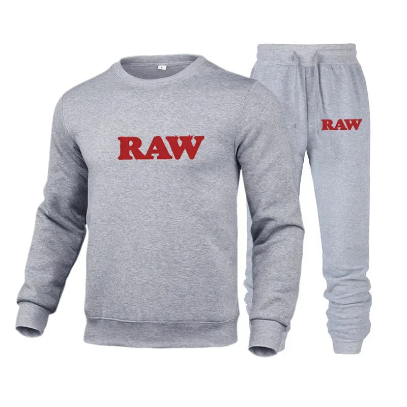 Cotton Tracksuit Men RAW Pants Sets Man Sweatshirt Sweatpants 2 piece Mens Set Sport Suit Cotton Sweatsuits jogging Male set