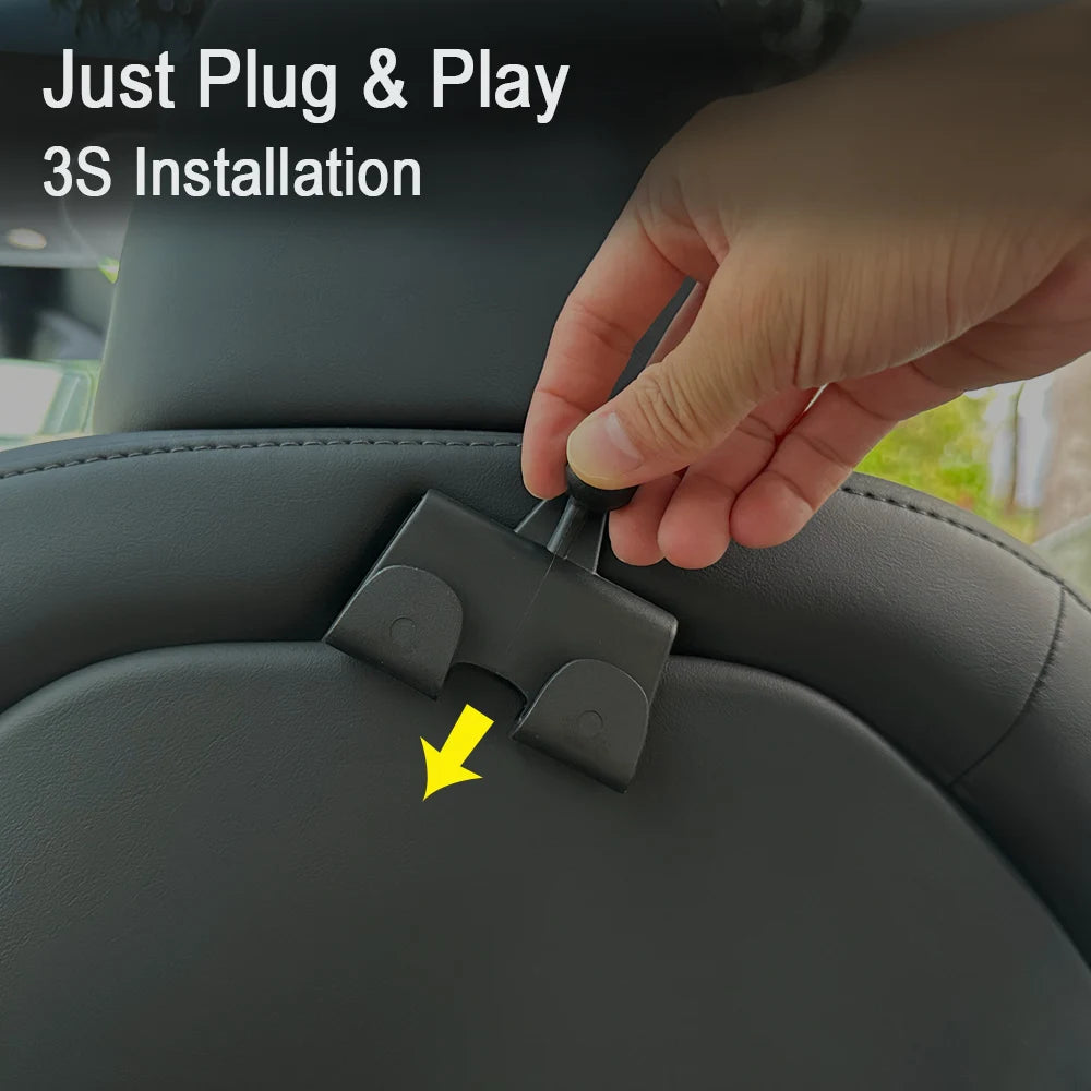 For Tesla Model 3 Y Juniper Back Seat Phone Holder with 2 hooks 360° Rotate Stand Auto Headrest Bracket For Tablet PC iPad Mini