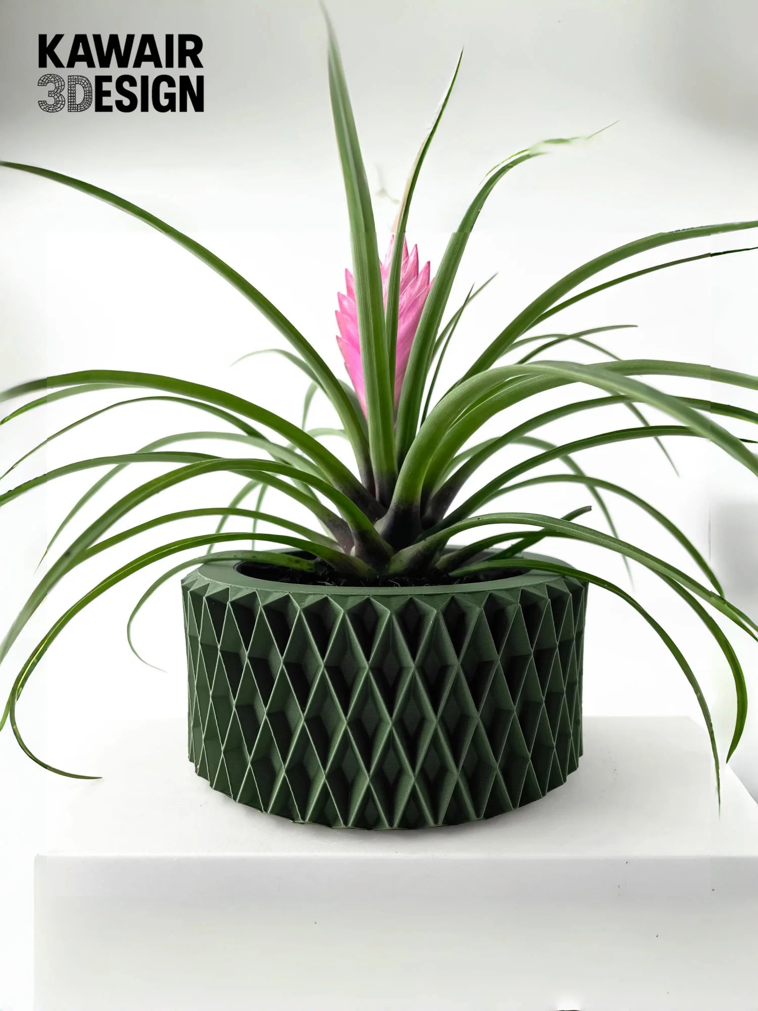3D Printed Flower Pot Line Texture Rhombus Square Decorative Home Decor Biodegradable maceta