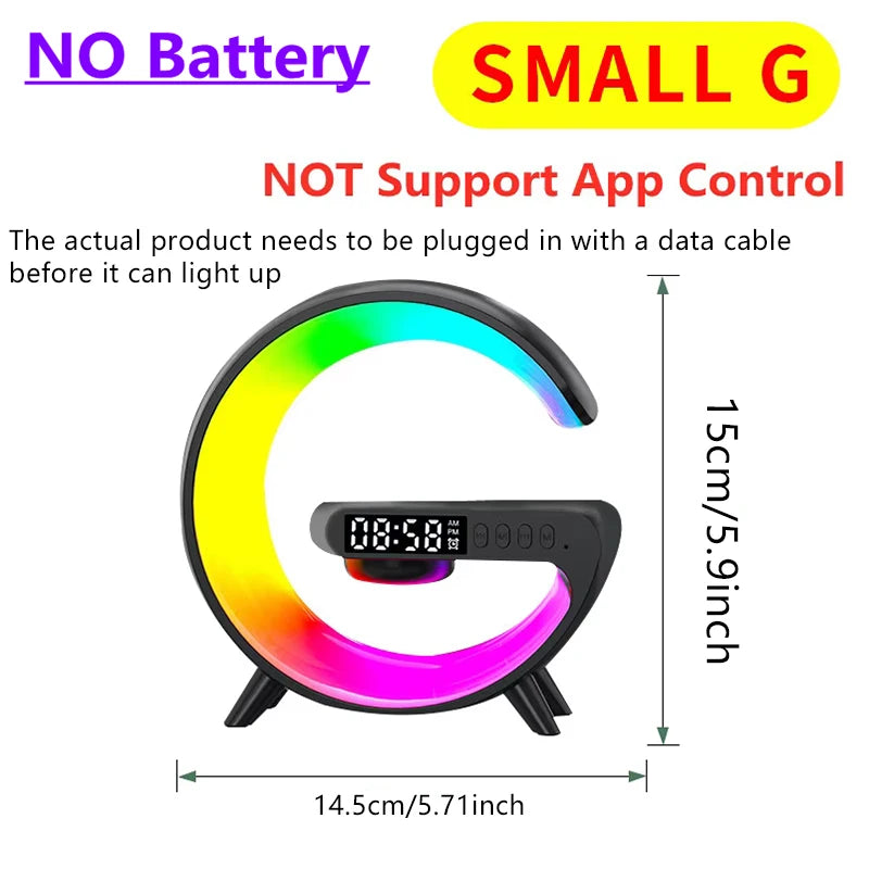Bluetooth Speaker Atmosphere Light Wireless Charger Christmas Gift RGB Night Wake Up Handsfree Call Phone Fast Charging Station