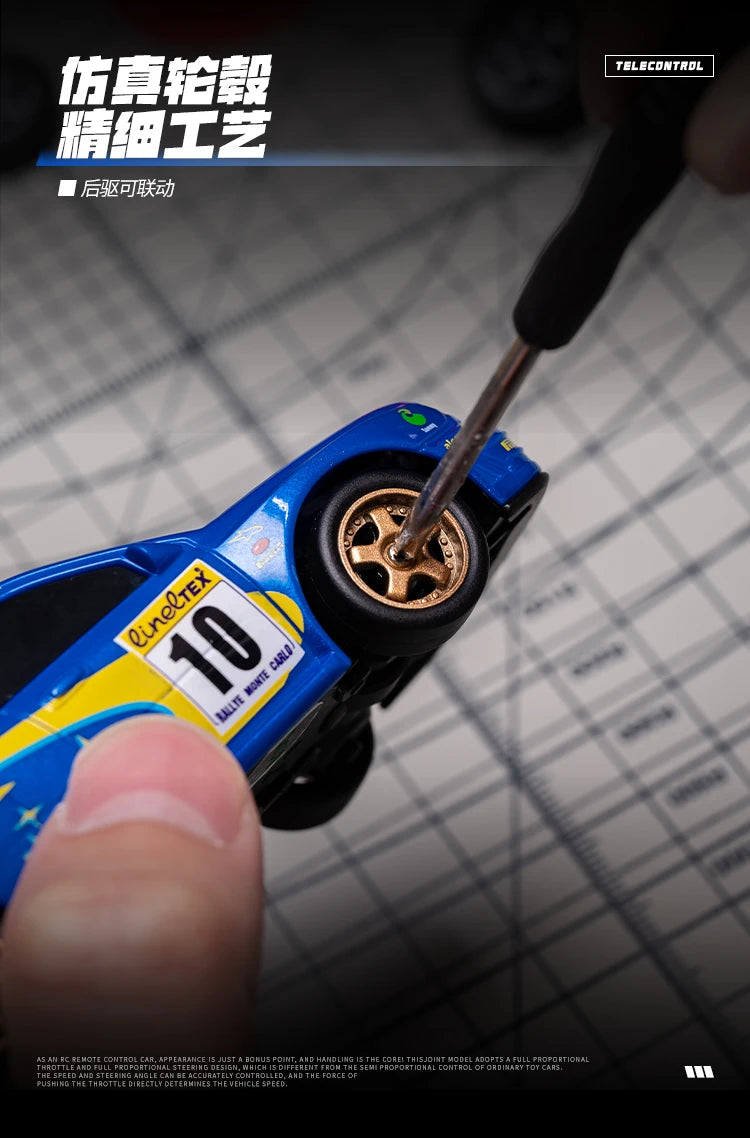 1:43 Mini High Speed Drift 4WD LED Semi proportional Racing Car For Mazda RX7 Subaru Children Remote Control Car Model Toy