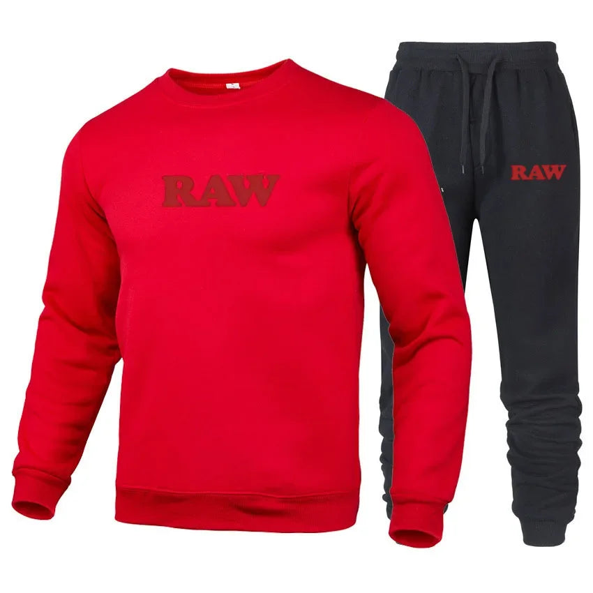 Cotton Tracksuit Men RAW Pants Sets Man Sweatshirt Sweatpants 2 piece Mens Set Sport Suit Cotton Sweatsuits jogging Male set