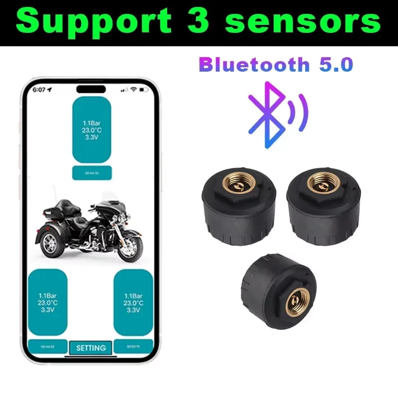 Car TPMS Wireless Bluetooth 5.0 Tire Pressure Monitoring System Mobile Phone Display Tyre Sensors Motorcycle For Android IOS