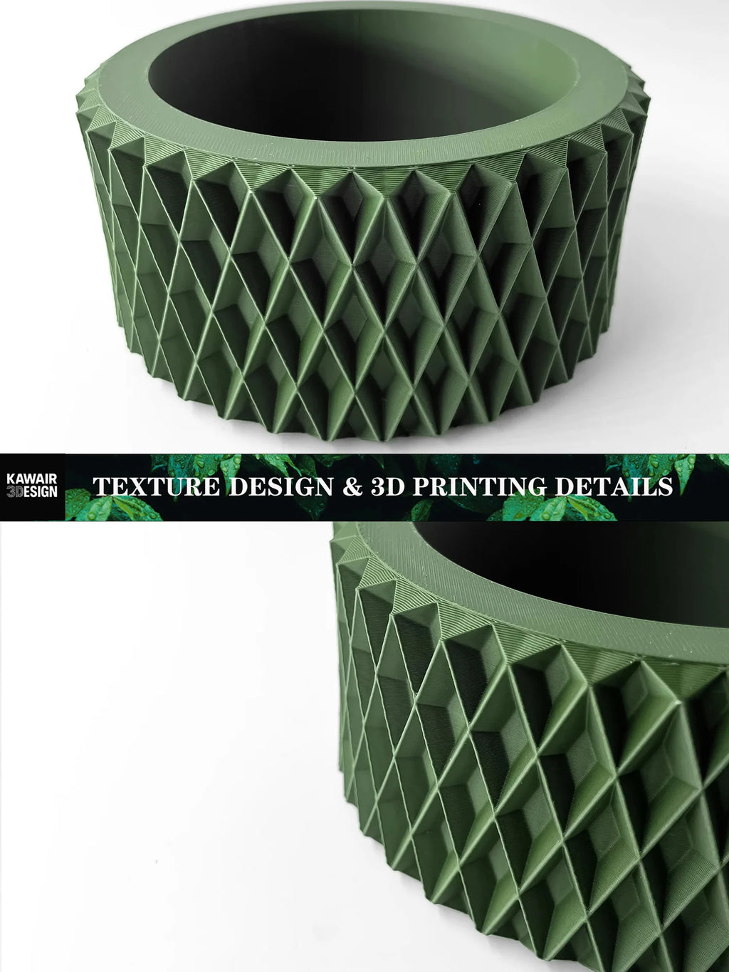 3D Printed Flower Pot Line Texture Rhombus Square Decorative Home Decor Biodegradable maceta