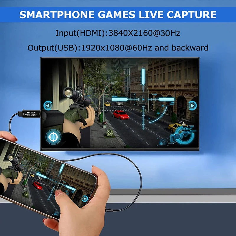 Metal 4K Video Capture Card HDTV 2 USB 2.0 HDMI-compatible to USB Game Grabber Record 1080P for Switch Xbox PS4/5 Live Streaming