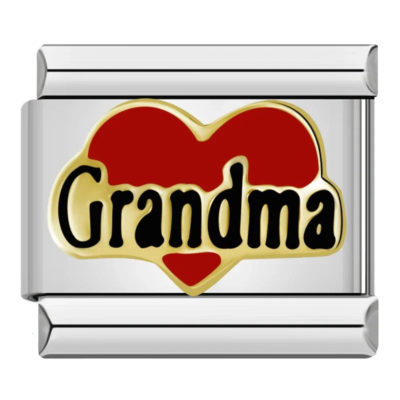Hapiship 2024 Love Daddy’s Girl Princess DAD Aunt Flower Italian Charms Links Fit 9mm Bracelet Stainless Steel DIY Jewelry DJ026