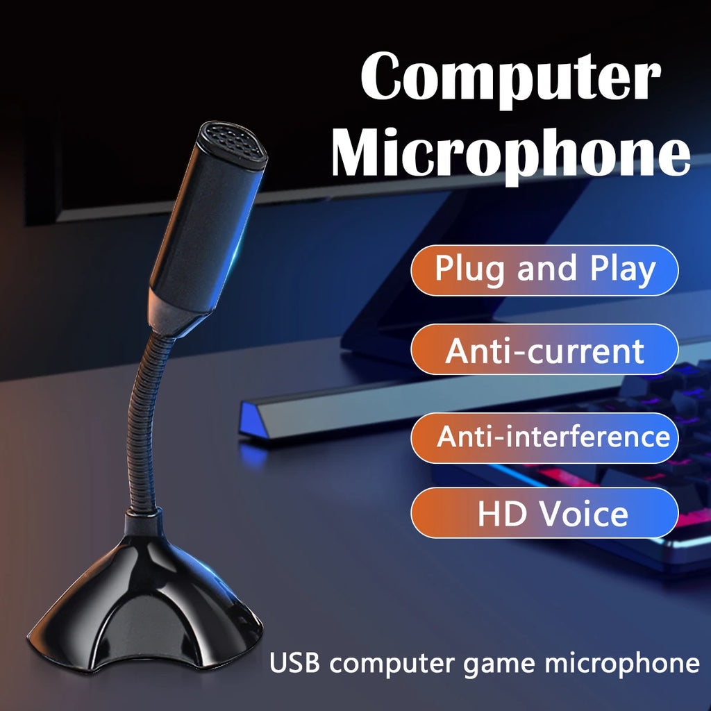 for Desktop PC USB Laptop Microphone Voice Mic High Sensitivity Mini Studio Speech Mic Stand With Holder Gaming Conference